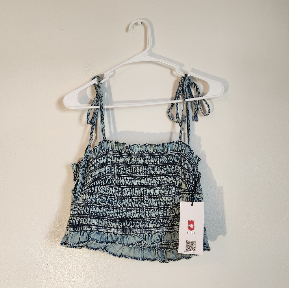 Women's 🌷 Tulip Creation Top w/ Spegetti Tie Crop Top Size XL